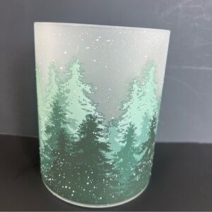 Winter Forest Frosted Candle Holder Pine Trees Snow Cascades Alaska 5.5”
